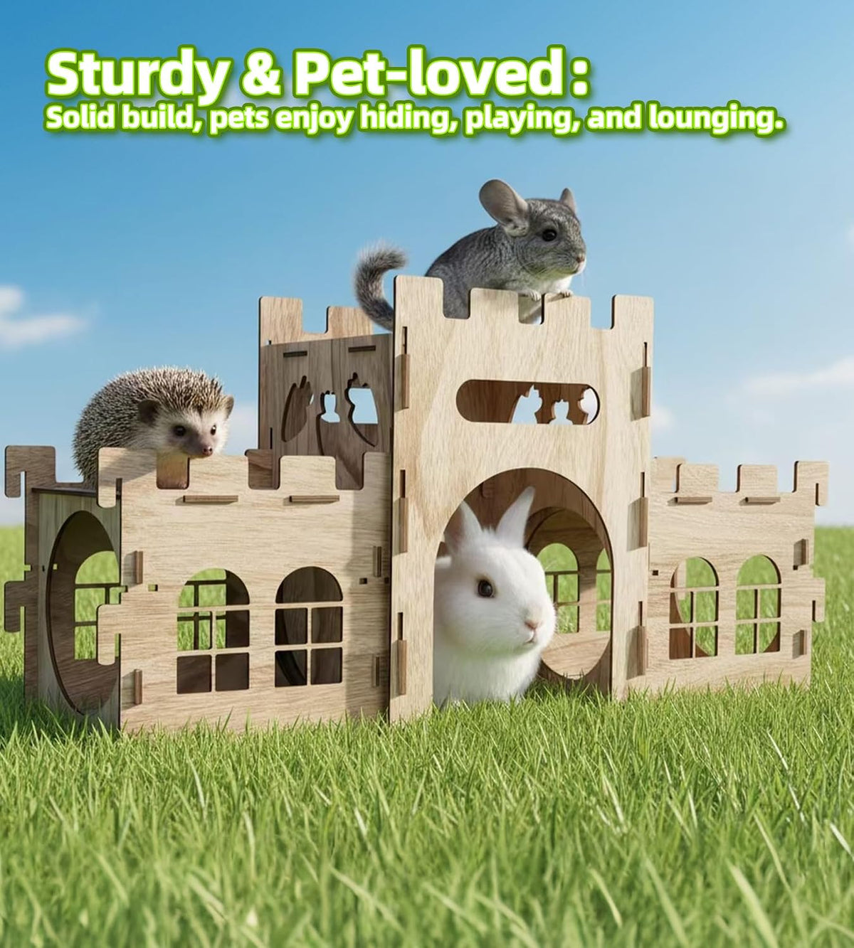Large Bunny Castle Sturdy House for Rabbits Ferrets Guinea Pigs