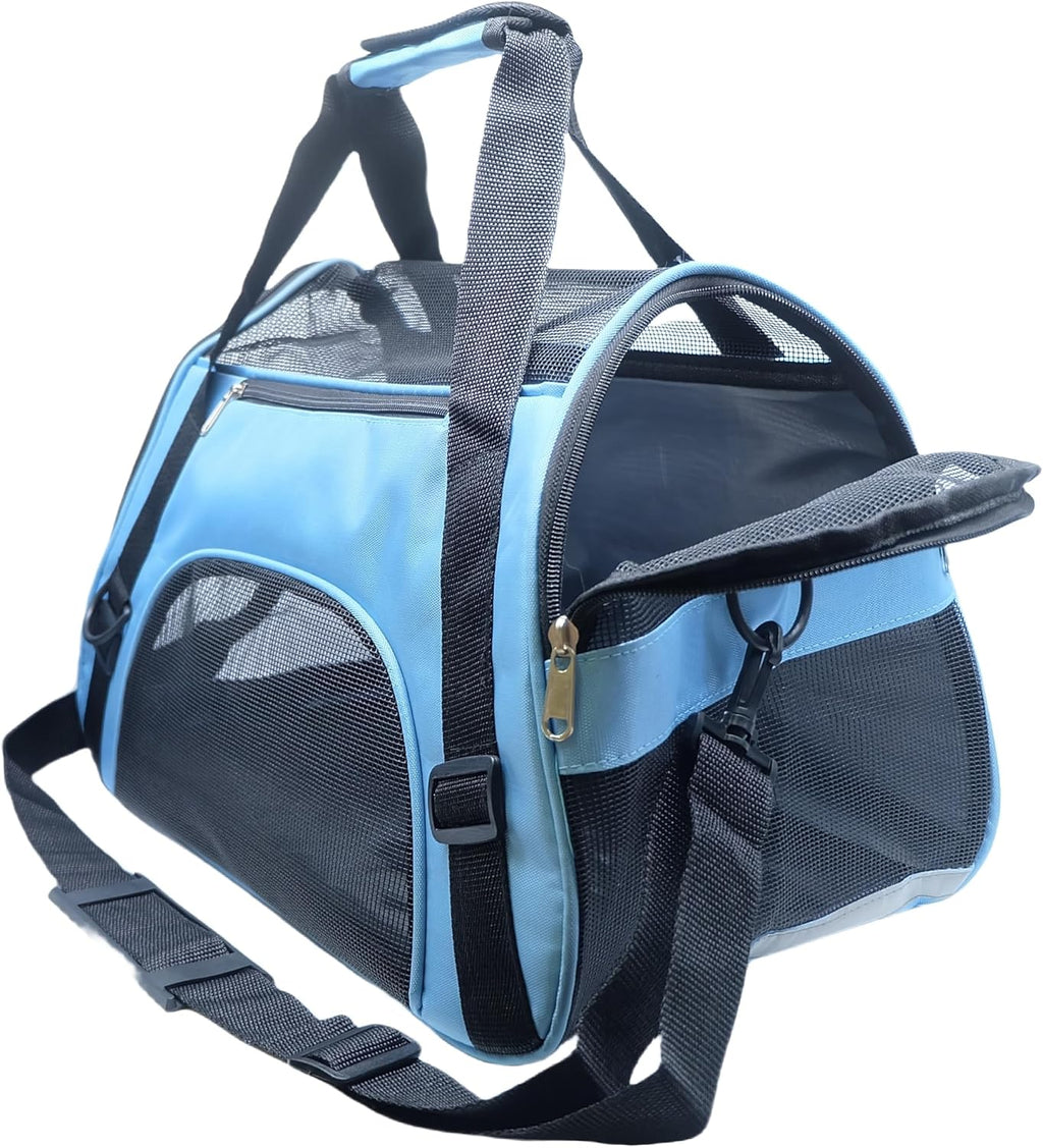ZaneSun Cat Carrier,Soft-Sided Pet Travel Carrier for Cats,Dogs Puppy Comfort Portable Foldable Pet Bag Airline Approved (Medium-Blue)