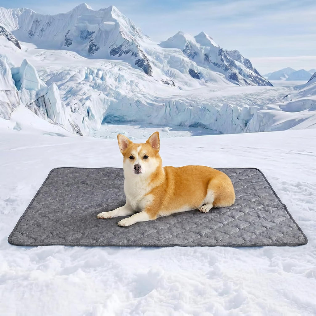 Cozy Bliss Leakproof Cooling Blanket for Large Dogs – Q-Max 0.5, Durable & Washable Dog Cooling Mat for Hot Weather, Soft Pet Throw & Couch Protector for Dogs & Cats, 40x60 Inch, Heather Silver Grey