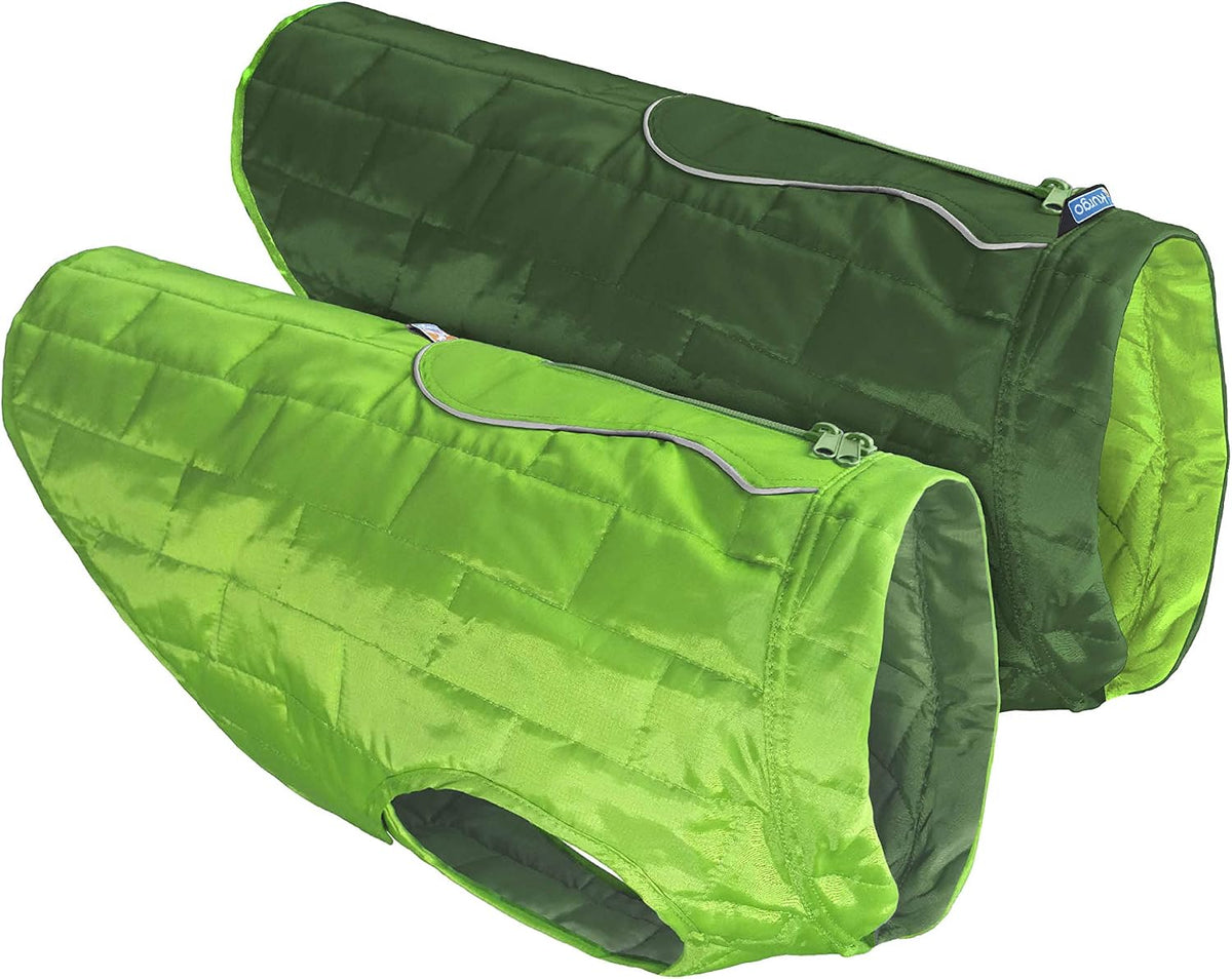 Kurgo Loft Dog Jacket, Reversible Dog Coat, Wear with Harness or Sweater, Water Resistant, Reflective, Winter Coat for Small Dogs (River Run, S)