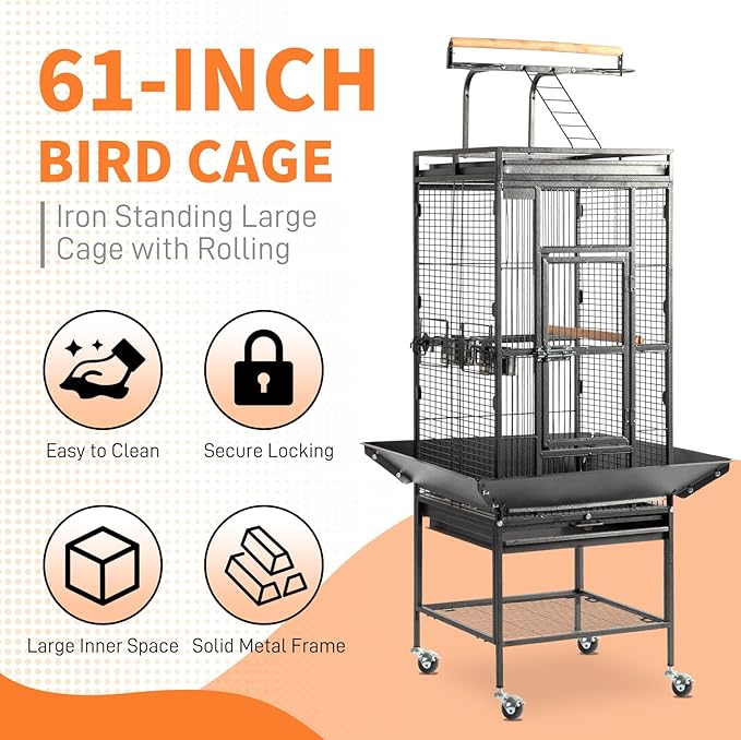 VINGLI Bird Cage with Rolling Stand - Image 2