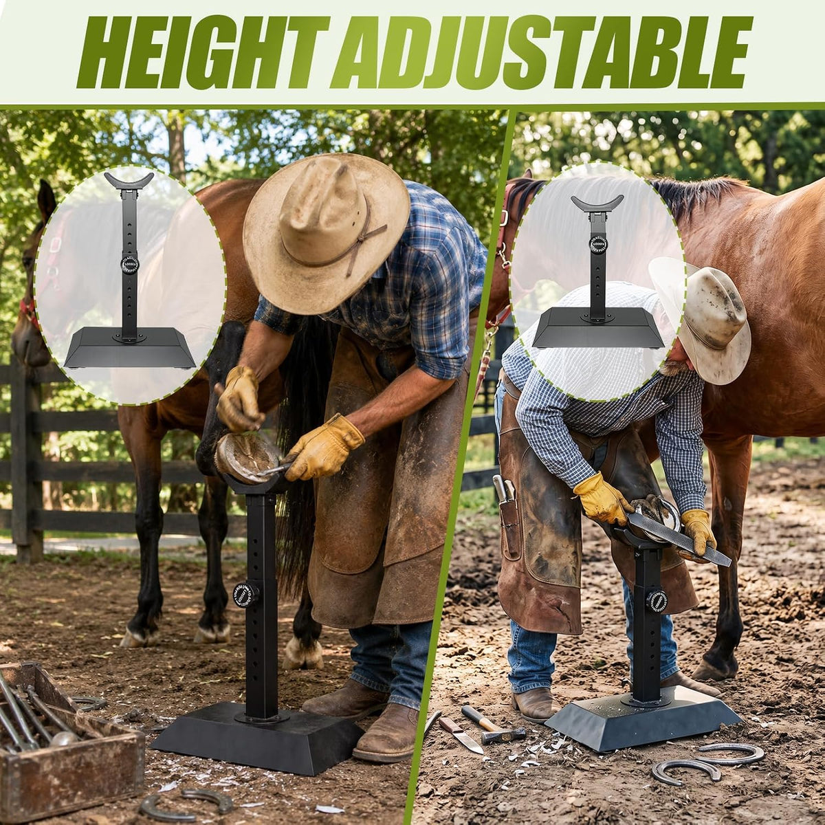 Horse Hoof Stand, Farrier Hoof Trimming Stand Metal Tool 50-65cm
