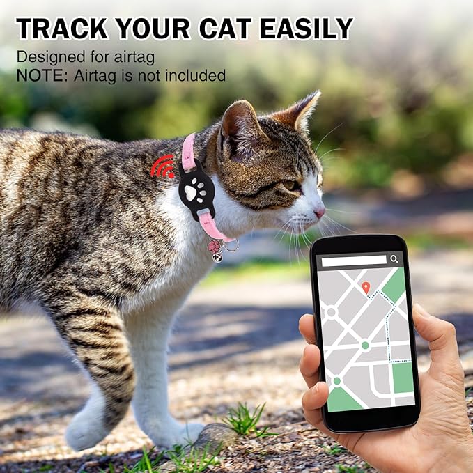 Airtag Cat Collar Breakaway, Cute GPS Cat Tracker Collars - Image 2