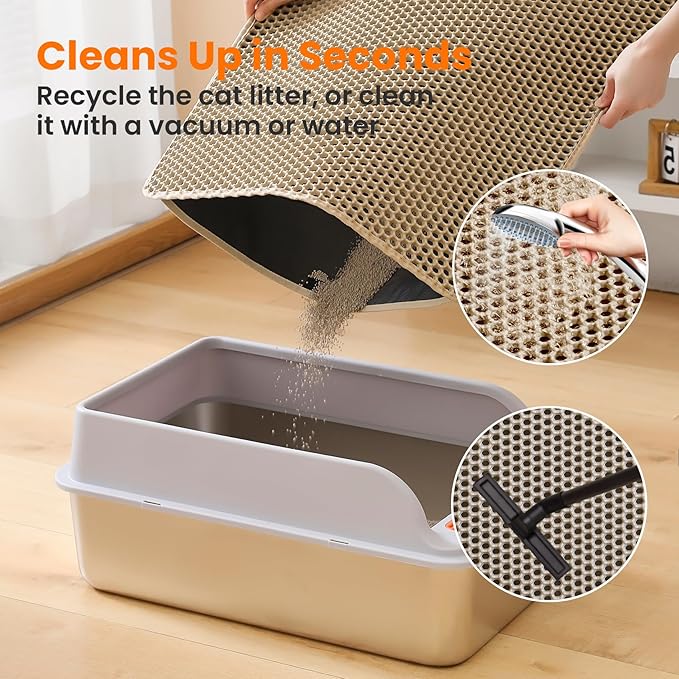 Jumbo Cat Litter Mat, 46x26 Inches Double Layer Honeycomb Litter Trapping Mat - Image 5