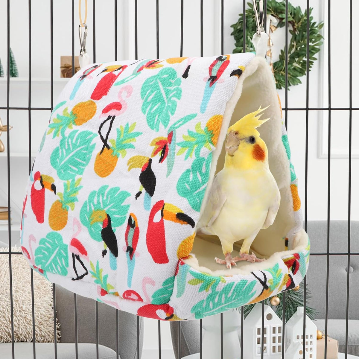 Hypeety Bird Hanging Hammock Nest Parrot Winter Warm Nest House for Cage