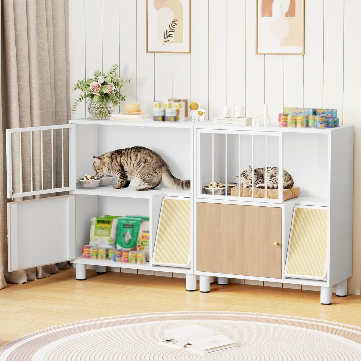 Metal Cat Feeding Station, Dog Proof Cat Feeding Station, Pet Food Storage