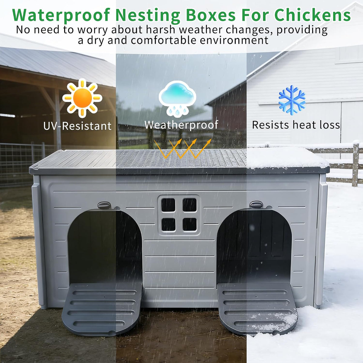 Nesting Boxes for Chickens, Plastic Chicken Nesting Box with Door Or Ramp