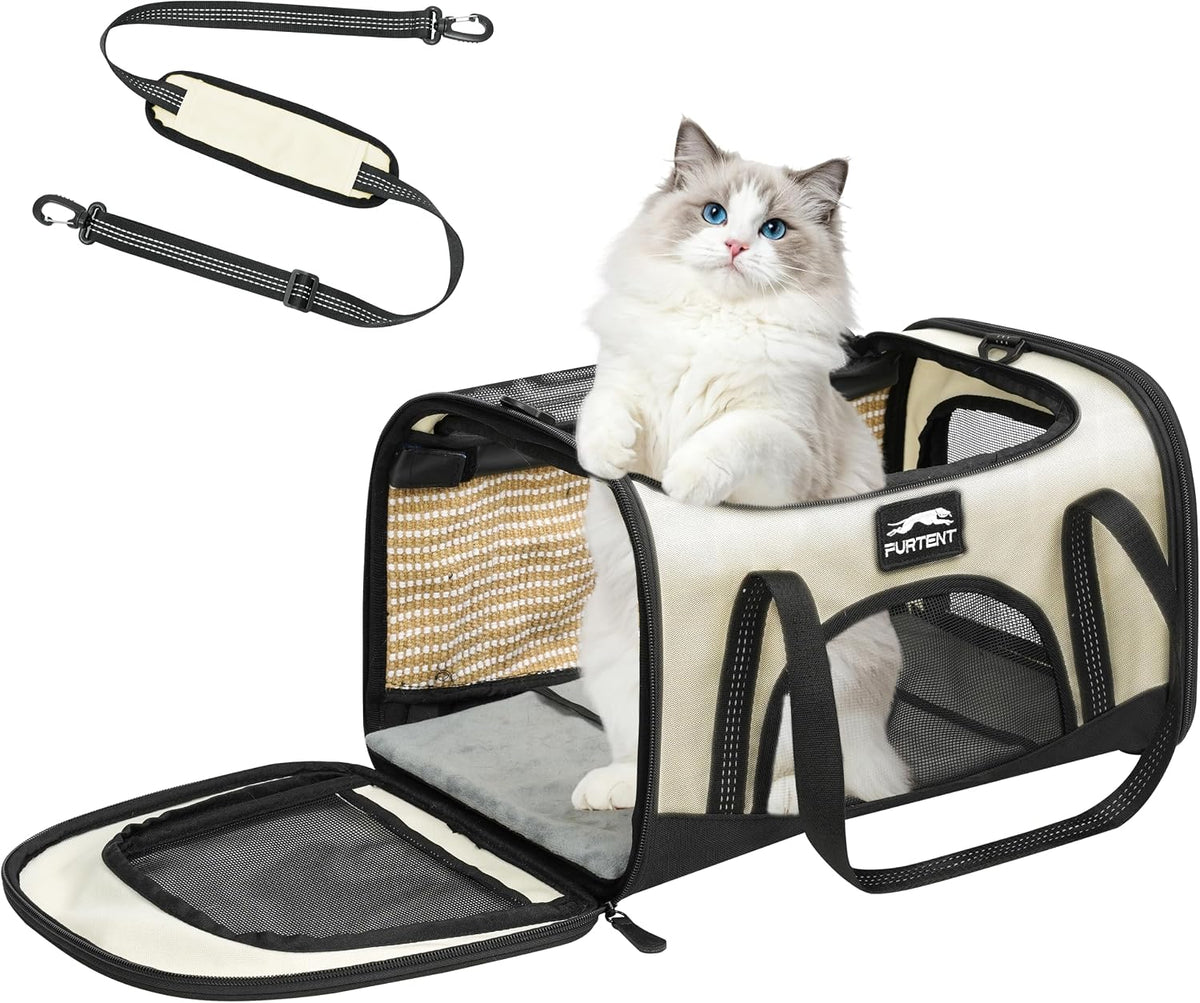 Soft Cat Carrier Airline Approved for Small Cats, Side Treat Opening