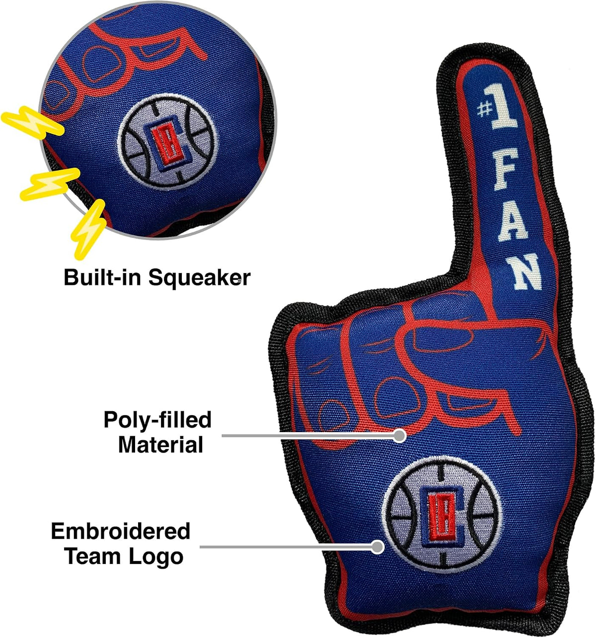 Pets First NBA #1 Fan Toy. Best Sports Dog Toy with Double Stitched Trim and Tough Nylon Material Filled with Chewable Polyfil and Inner Squeaker