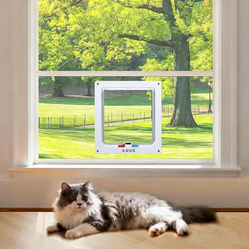 Cat
Door
for
Window,
Fits
18"-28"
Width
Vertical
Window,
Can
be
Cut,
Clear