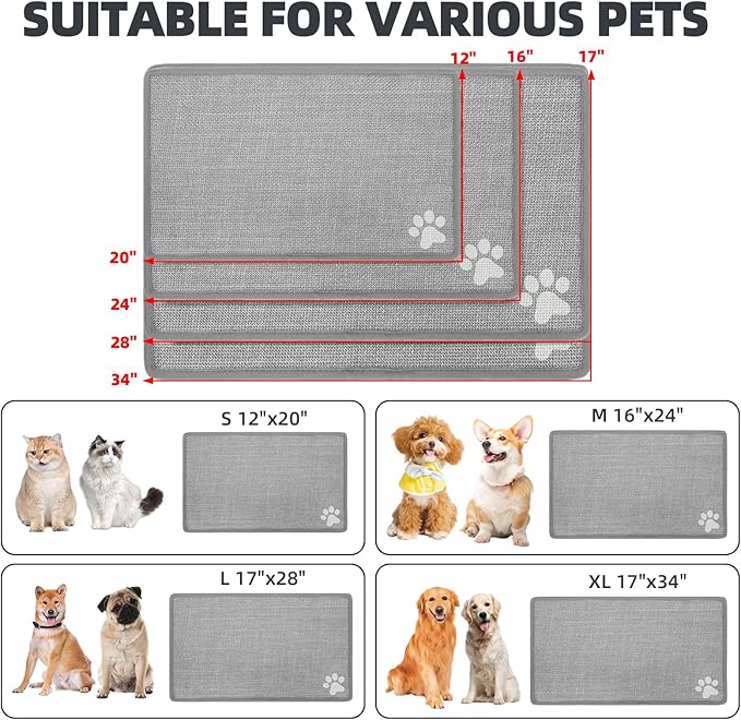 PUPTECK Dog Food Mat, Absorbent Pet Cat Feeding Mat - Image 2