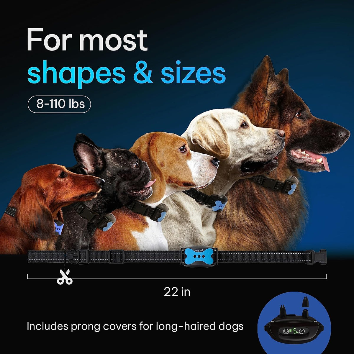 Dogrook Humane No Shock Rechargable Beep & Vibration Bark Collar for Dogs