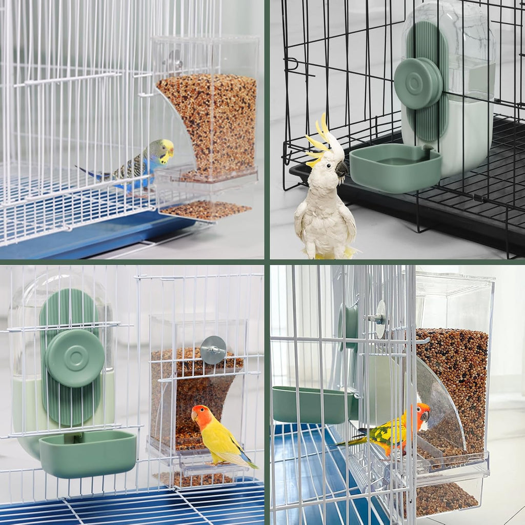Lemtrflo No Mess Bird Feeder Water Dispenser, Parrot Cage Automatic Feeders