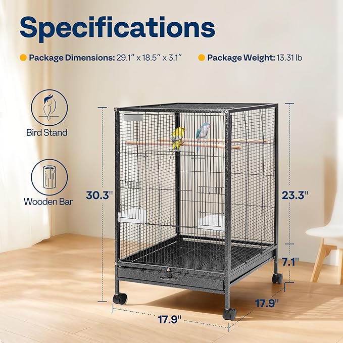VIVOHOME 30 Inch Height Wrought Iron Bird Cage - Image 7