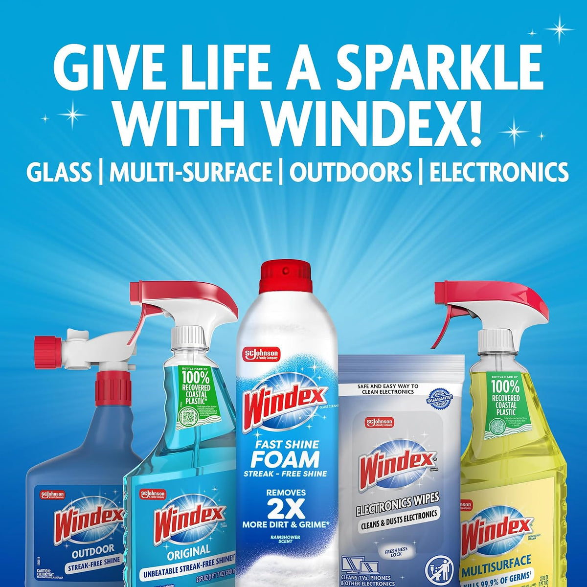 Windex Glass & Window Cleaner Spray Bottle, Original, 23 oz (6-Pack)