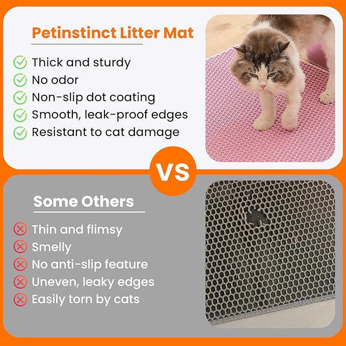 Jumbo Cat Litter Mat, 46x26 Inches Double Layer Honeycomb Litter Trapping Mat - Image 3