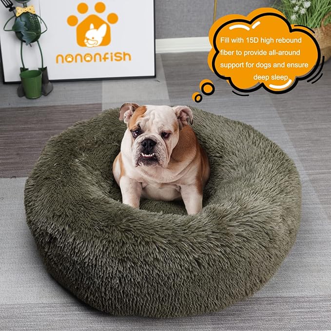 nononfish Dog Bed Mat for Medium Dogs, Army Green Orthopedic Pet Bed, High - Image 2