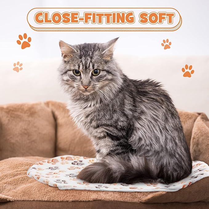 Tegeme 12 Pcs Pet Blankets Soft Fluffy Fleece Dog Cat Warm Paw Print Pattern - Image 7