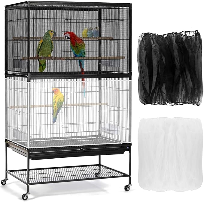 Bissap 2 PCS Bird Cage Seed Catcher, 59-90'' Universal Birdcage Net Nylon by Bissap