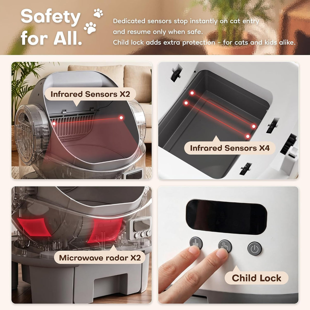 WARCAT automatic Litter Box丨Open Top, Child Lock, No app needed GREY&WHITE