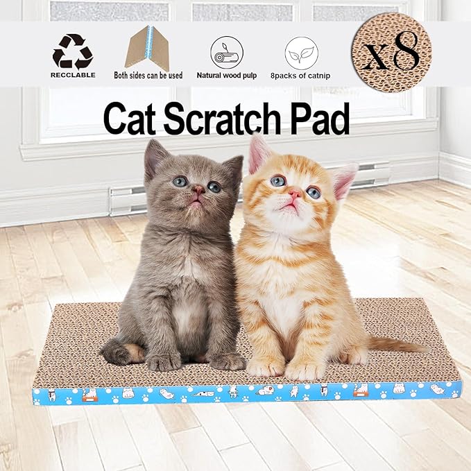 8 Packs in 1 Cat Scratch Pad, Cat Scratcher Cardboard, Reversible, Durable - Image 7