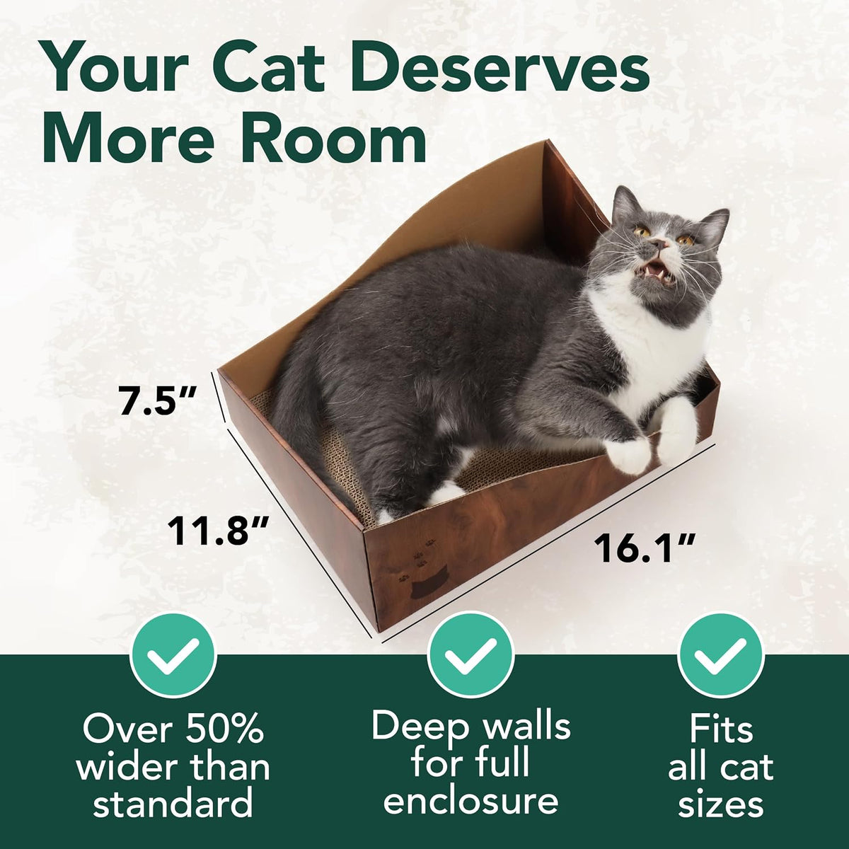 Necoichi Hideaway Cat Scratcher Box — Extra Large | Horizontal Scratch Pad + Lounger + Hideaway for Indoor Cats | 100% Recycled Cardboard, Chemical-Free
