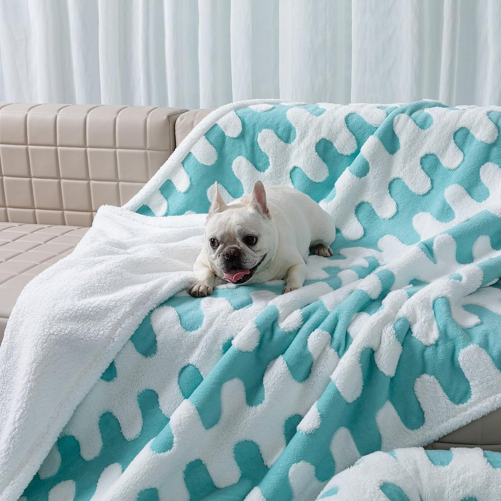 Waterproof Pet Blanket,Dog Bed Covers Small Throw for Puppy Cats Stylish Jacquard Pets Couch Sofa Furniture Protection Washable Reversible Covers (Red Wave,XS)