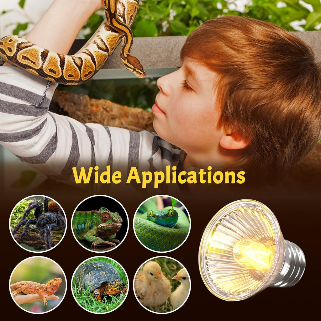 Lustaled 8Pack 50W Reptile Heat Lamp Bulbs E26 Dimmable Full Spectrum Sun Lamp Turtle Heat Bulb for Bearded Dragon, Chicks, Lizard, Snake, Puppies
