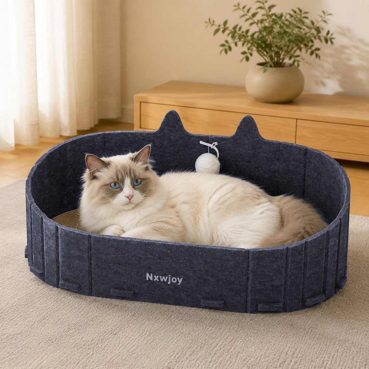 Cat Scratcher 24.2 Inch Sofa Shape Cat Scratching Bed with Bell Ball