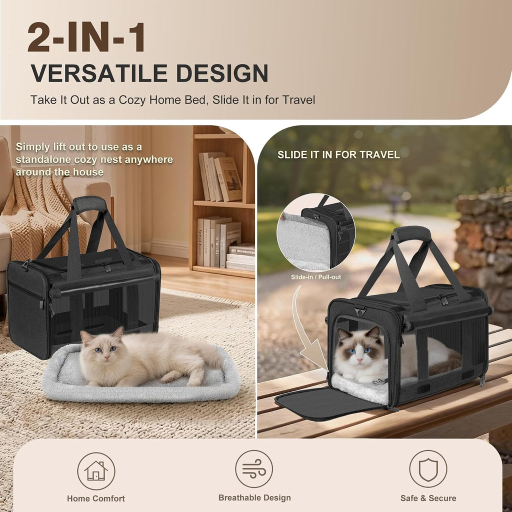 Soft Sided Cat Carrier for Anxious Pets with Privacy Roller Blinds