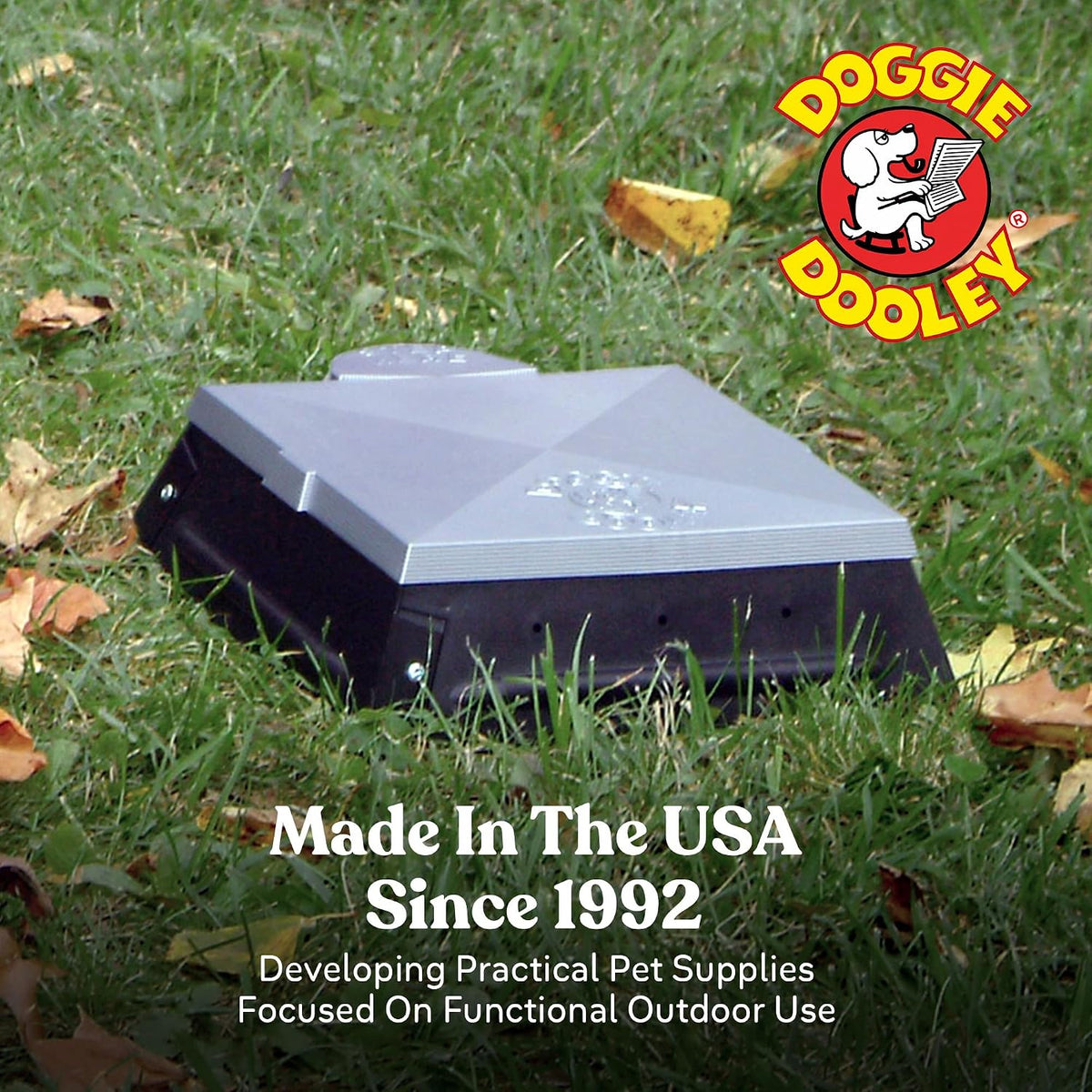 Doggie Dooley Pet Waste Digester - Leach-Bed Style - Black with Silver Lid