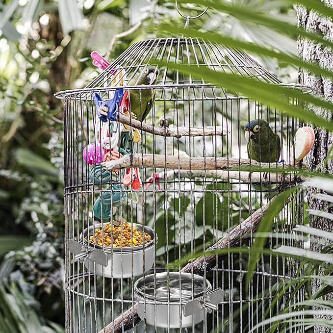 Okllen 4 Pack Bird Feeding Dish Cups, Detachable Stainless Steel Bird Food Bowls - Image 7