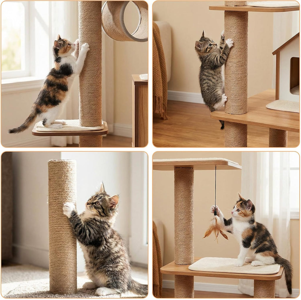 4 Pcs M8 cat Scratching Post Replacement Jute, 11.8x3.5IN Natural Sisal Wrapping Post for Cat Tree, Durable cat Scratching Post for Indoor Cats, Climbing, Scratching, Playing Pet Furniture Accessory
