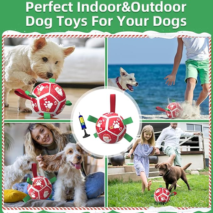 QDAN Small Christmas Dog Toys, Soccer Ball - Image 6