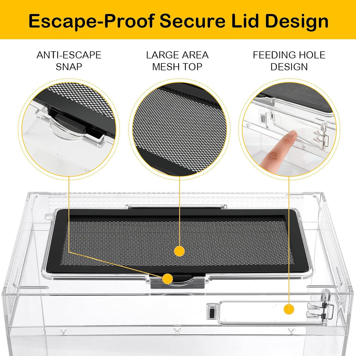 HELIME Reptile Tank 7 Piece Starter Kit with Escape Proof Locking Lid Small