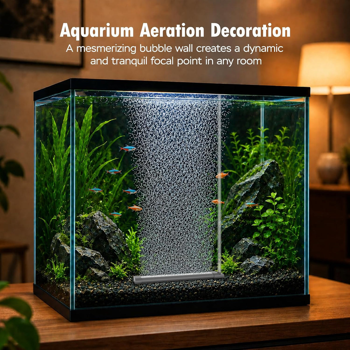 Aquarium Air Bubble Strip, Fine Bubble Wall Air Stone Bar for Fish Tank, High Dissolved Oxygen Diffuser, Aeration Bubbler Decorations for Freshwater & Saltwater Tanks (6.3 Inch)