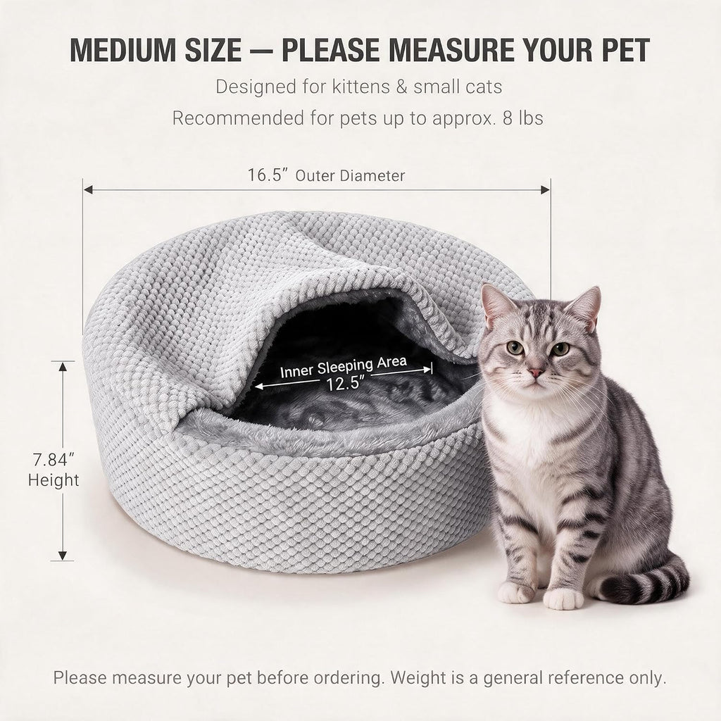 Covered Cat Bed for Kittens & Small Cats,