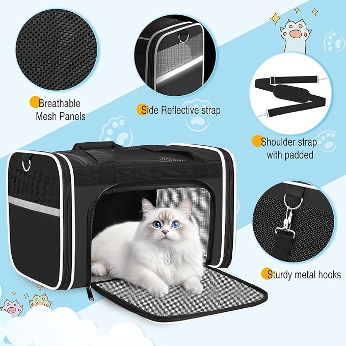 HUANLANG Soft-Sided Cat Carrier Airline Approved, Dog Carriers - Image 2