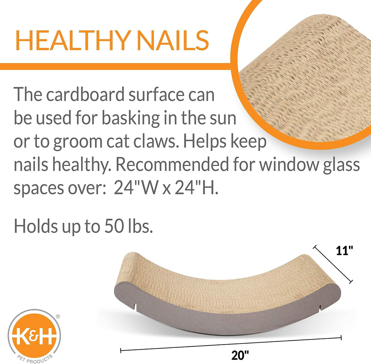 K&H PET PRODUCTS EZ Mount Cat Scratcher Kitty Sill Cradle Complete Kitty Sill Cradle Black/Cardboard 11 X 20 X 2 Inches