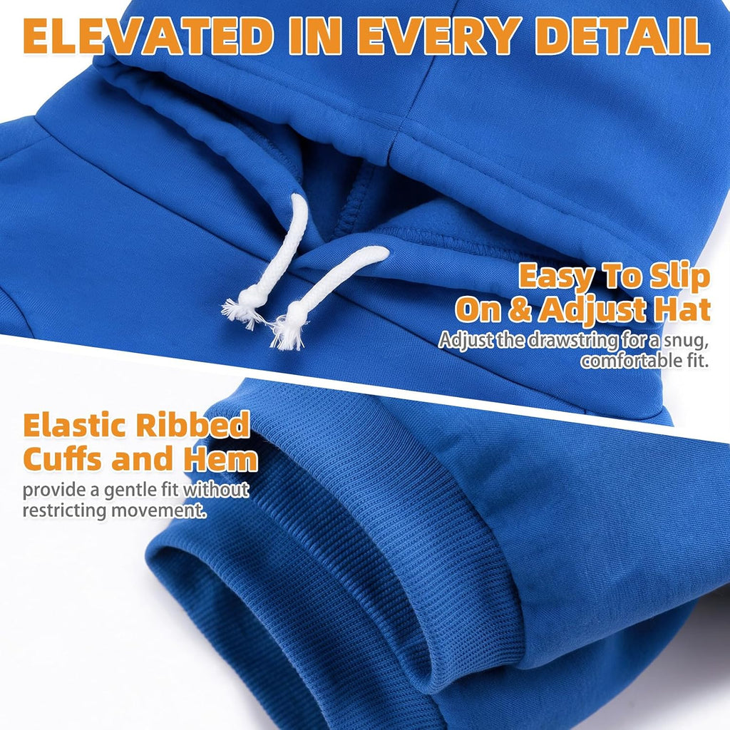 KOOLTAIL Dog Hoodie for Large Medium Small Dogs,Soft and Warm Pet Sweater with Leash Hole and Pocket Boy Girl,Puppy Fall Winter Jacket Clothes,French Pitbull Cold Weather Coat Sweatshirt,Blue L