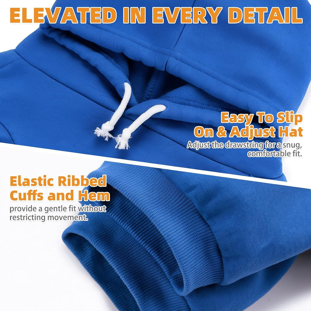 KOOLTAIL Dog Hoodie for Large Medium Small Dogs,Soft and Warm Pet Sweater with Leash Hole and Pocket Boy Girl,Puppy Fall Winter Jacket Clothes,French Pitbull Cold Weather Coat Sweatshirt,Blue L