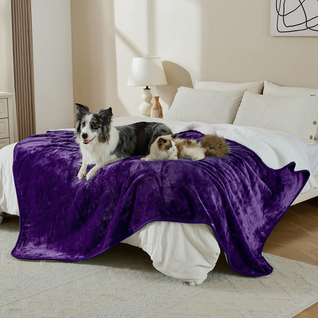 Soft Waterproof Blanket for Bed Couch Sofa, Dark Purple, 50x60inches