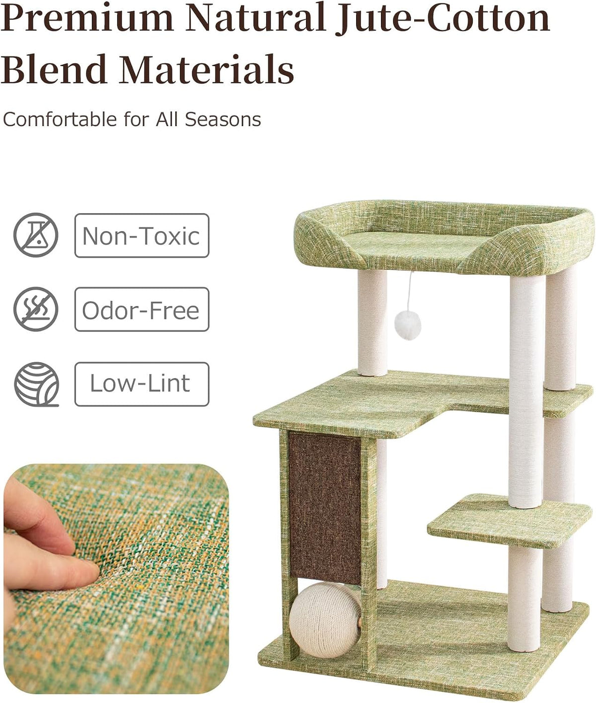 37.5" Cat Tree for Large & Senior Cats with Low Step & Sisal Board