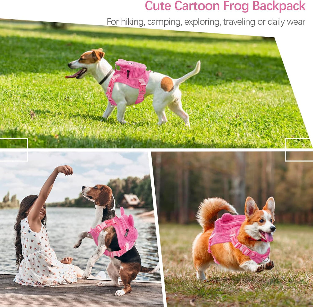 Dog Backpack Harness, No-Pull Dog Backpack with D-Ring,Pig,S
