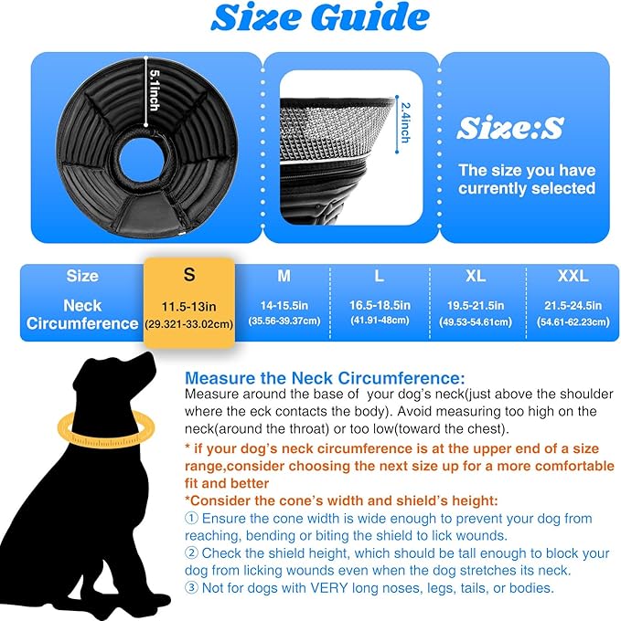 Inflatable Dog Cone for Dogs After Surgery, Soft Adjustable Elizabethan Collar - Image 2