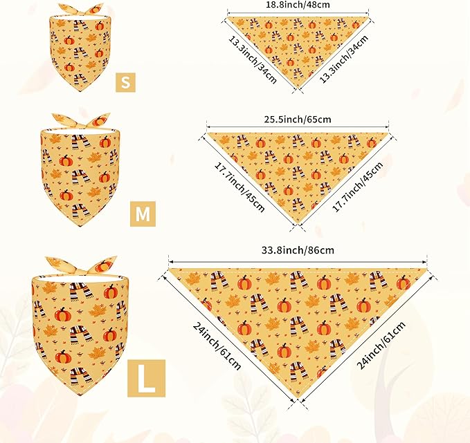 30 Pcs Fall Dog Bandanas Bulk 25 Inch Stitch Edge Dog Bandanas - Image 2