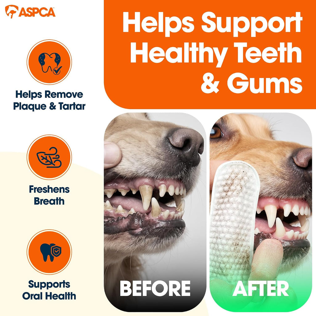 ASPCA Dental Finger Wipes for Dogs, Fresh Mint, 100 Count