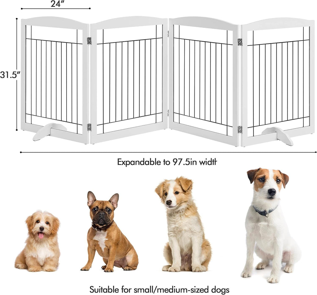Yaheetech 32"H 4-Panel Extra Wide Freestanding Dog Gate For Stairs Doorways