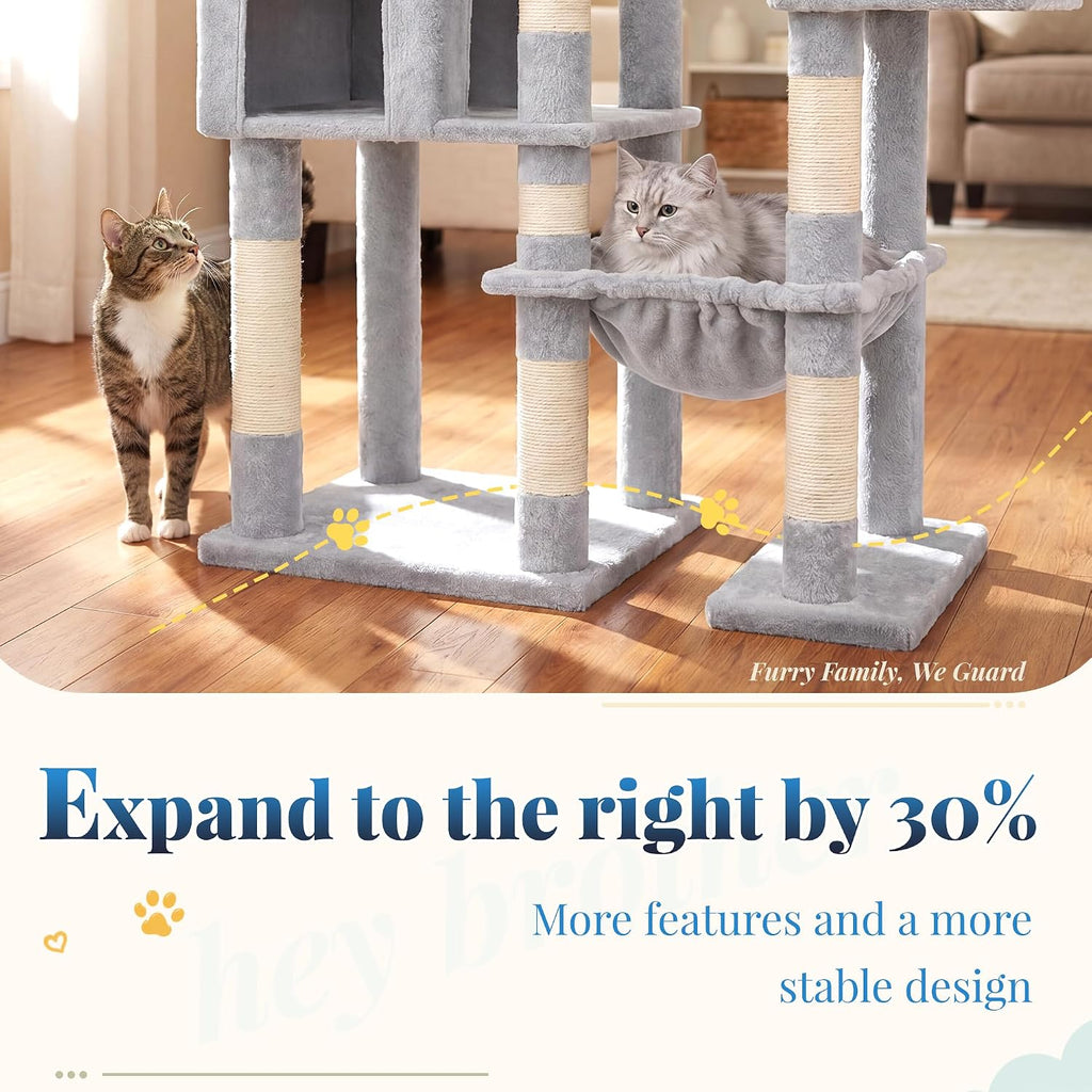 Hey-brother Cat Tree Tower, Wide Base, 5 Platforms for Multi-Cats, MPJ074W
