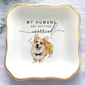 Custom Pet Portrait Watercolor Ring Dish, My Humans Are Getting Married Jewelry by Anniversaree